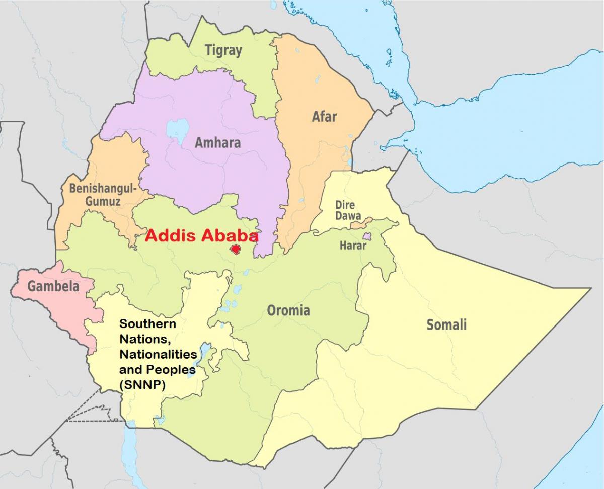 addis abeba, Etiopien karta världen