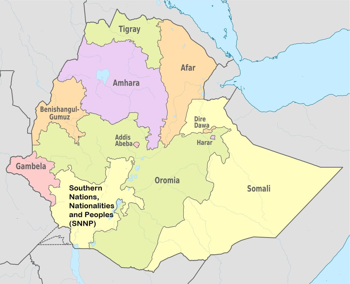 Etiopien amhara-regionen karta