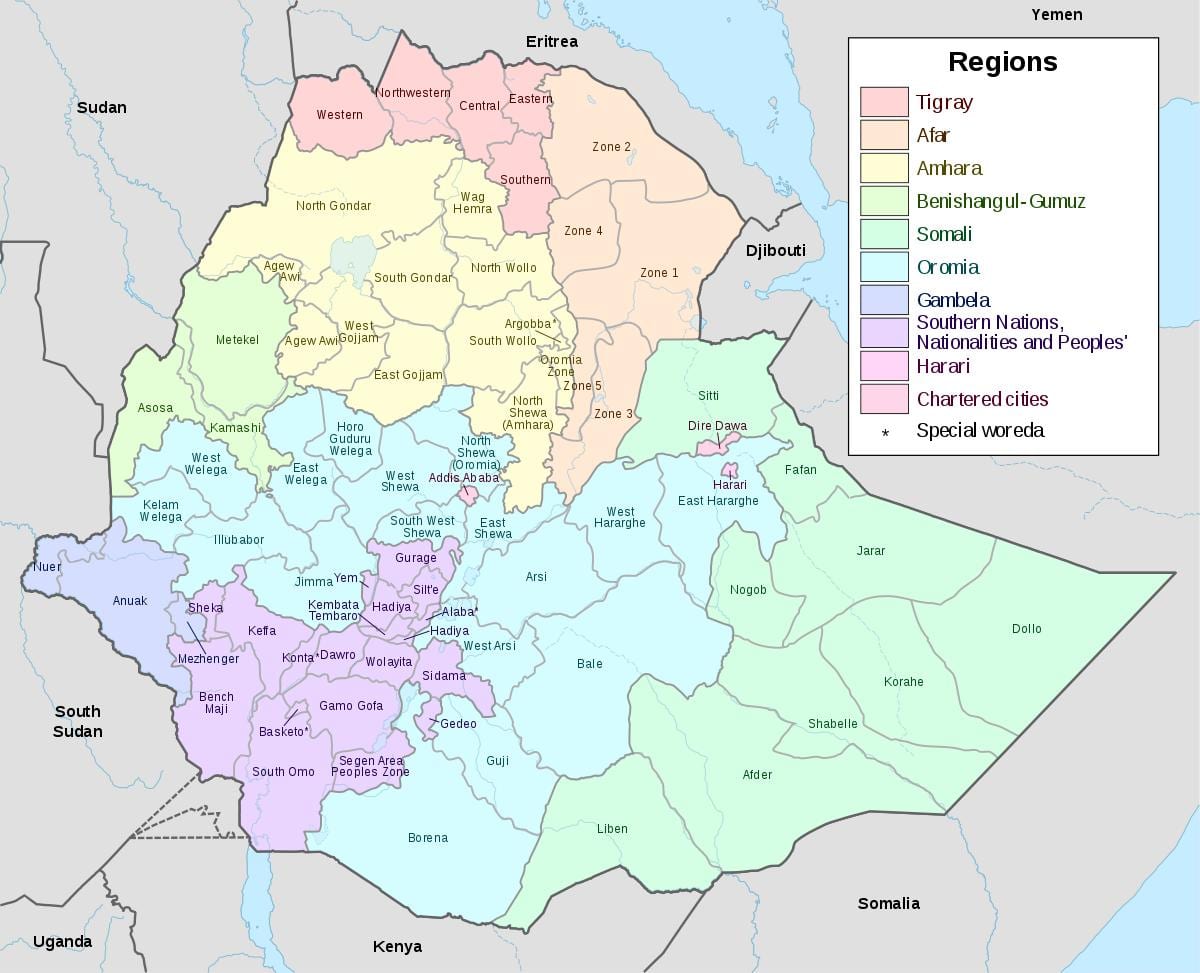 hawassa Etiopien karta
