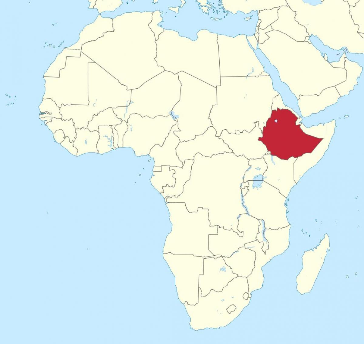 karta över afrika visar Etiopien