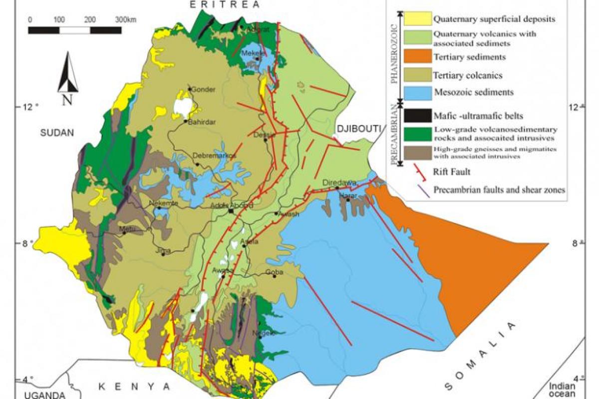 karta över Etiopien naturresurser