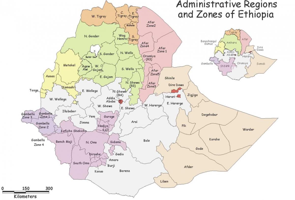 Etiopiska karta av regionen