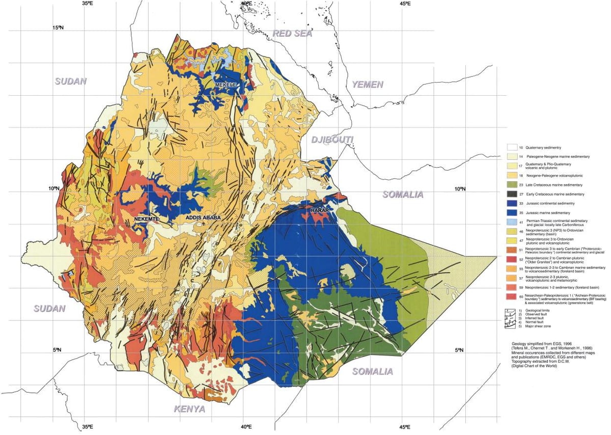 karta över geologisk karta över Etiopien