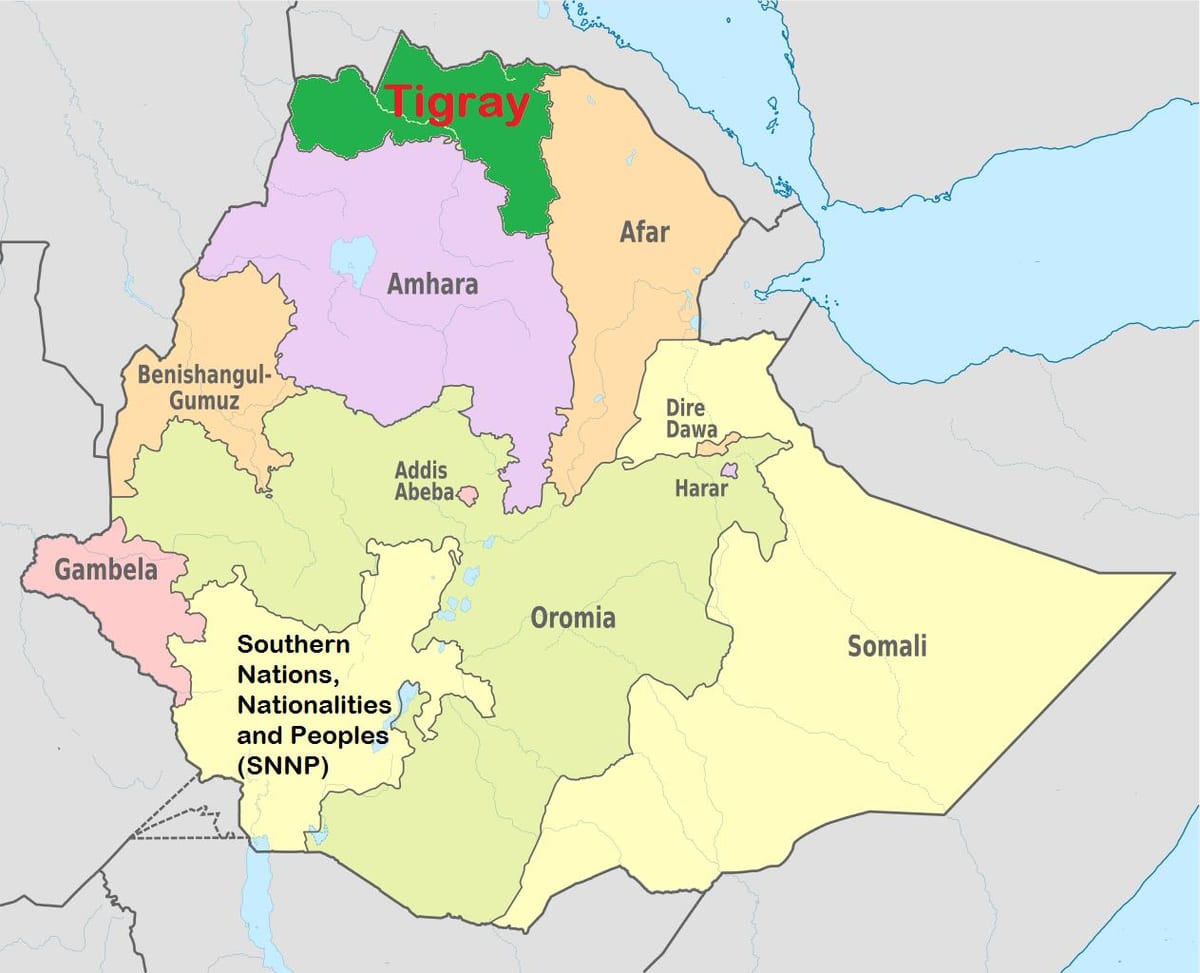 Etiopiska tigray karta