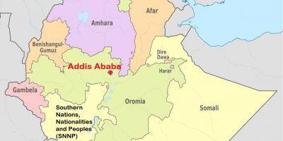 Addis abeba, Etiopien karta världen