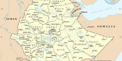 Politisk karta över Etiopien