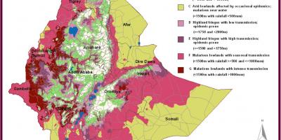 Karta över Etiopien malaria