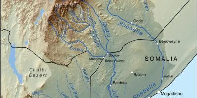 Etiopiska avrinningsområden karta